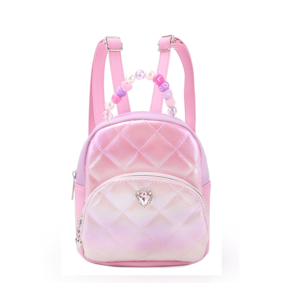 Quilted Metallic Color Block Micro Mini Backpack, view 2