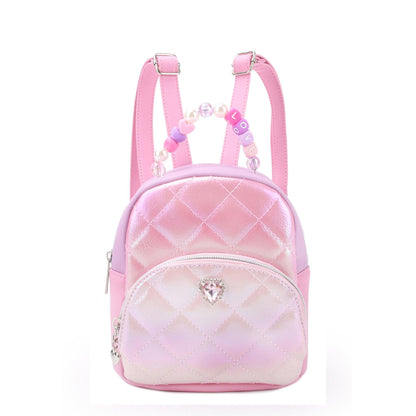 Quilted Metallic Color Block Micro Mini Backpack, view 2