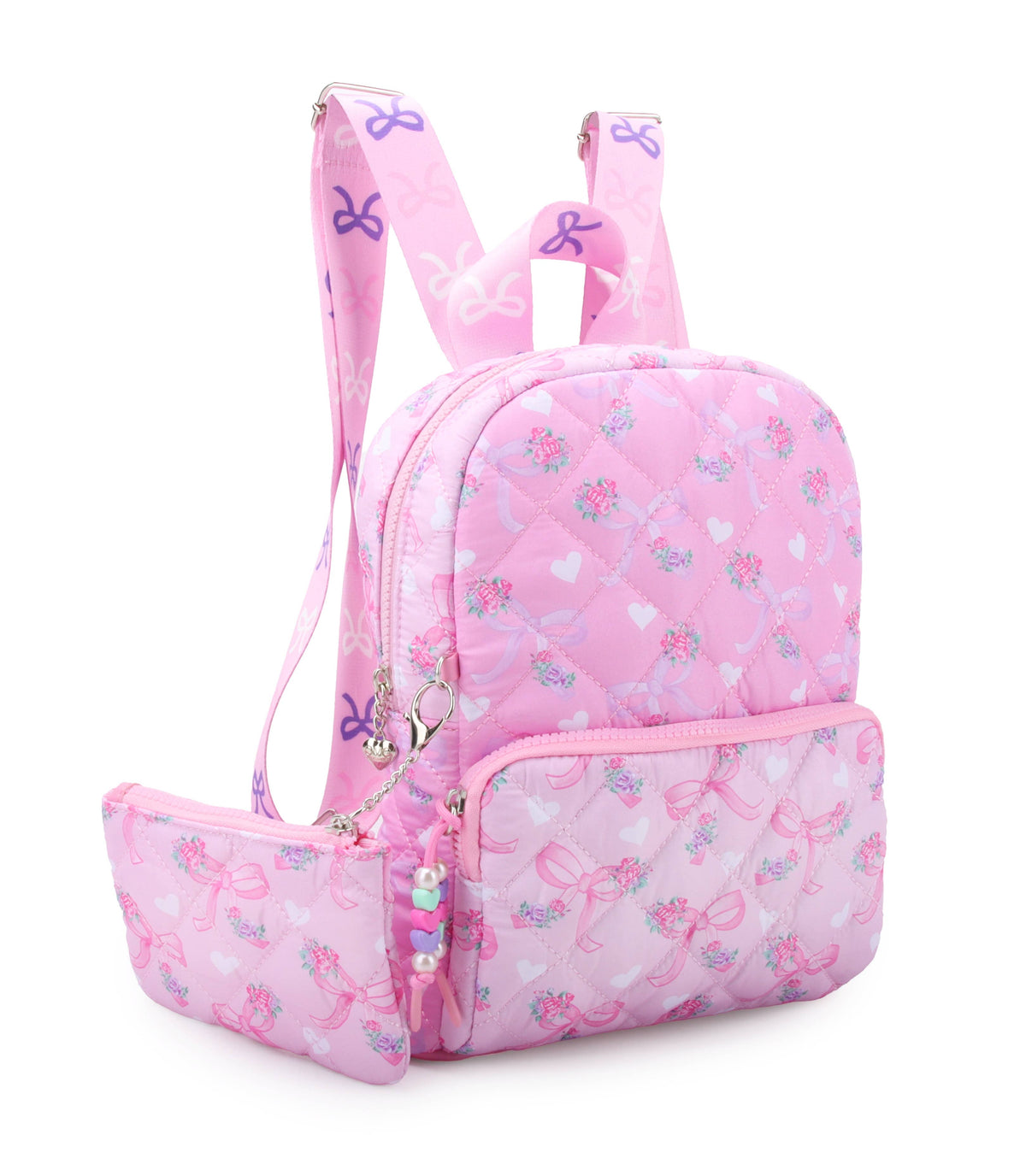 Quilted Scrunchies Printed Mini Backpack with Coin Purse, view 2